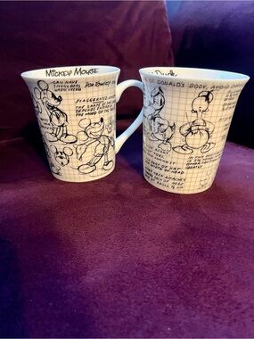 Disney White and Black Sketch Mickey & Donald Ceramic Mug Set